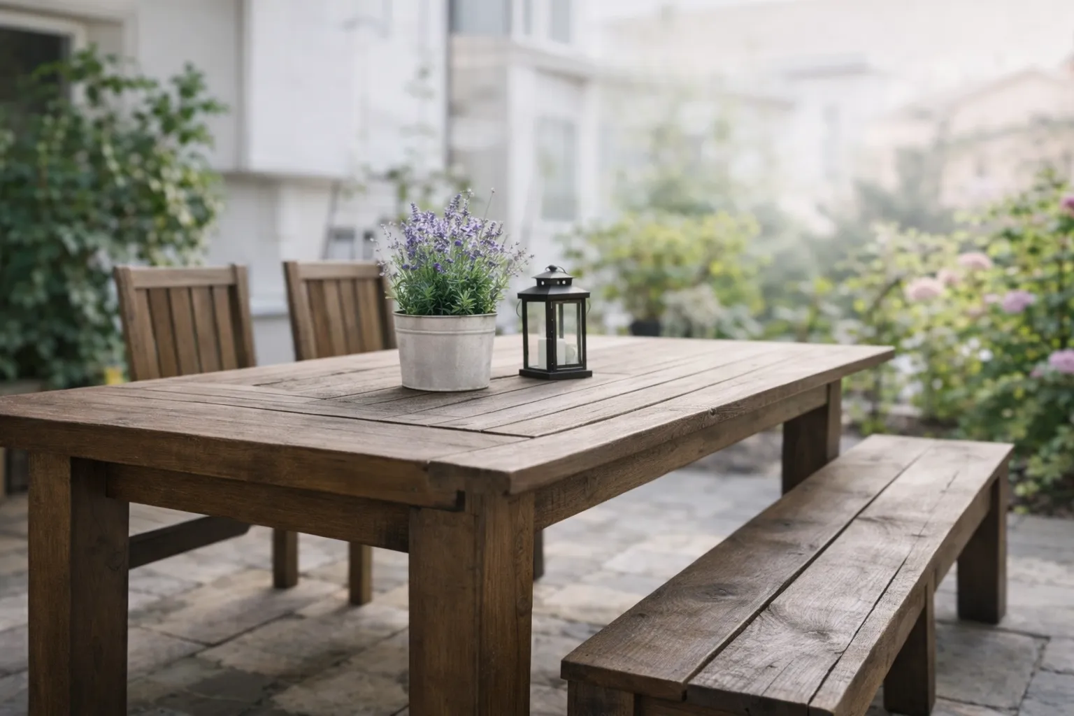 Masă din lemn masiv pentru grădină